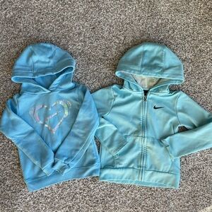 Nike Blue Zip-Up Hoodie & Heart Pullover Set